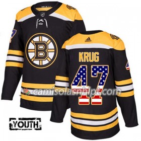 Camisola Boston Bruins Torey Krug 47 Adidas 2017-2018 Preto USA Flag Fashion Authentic - Criança